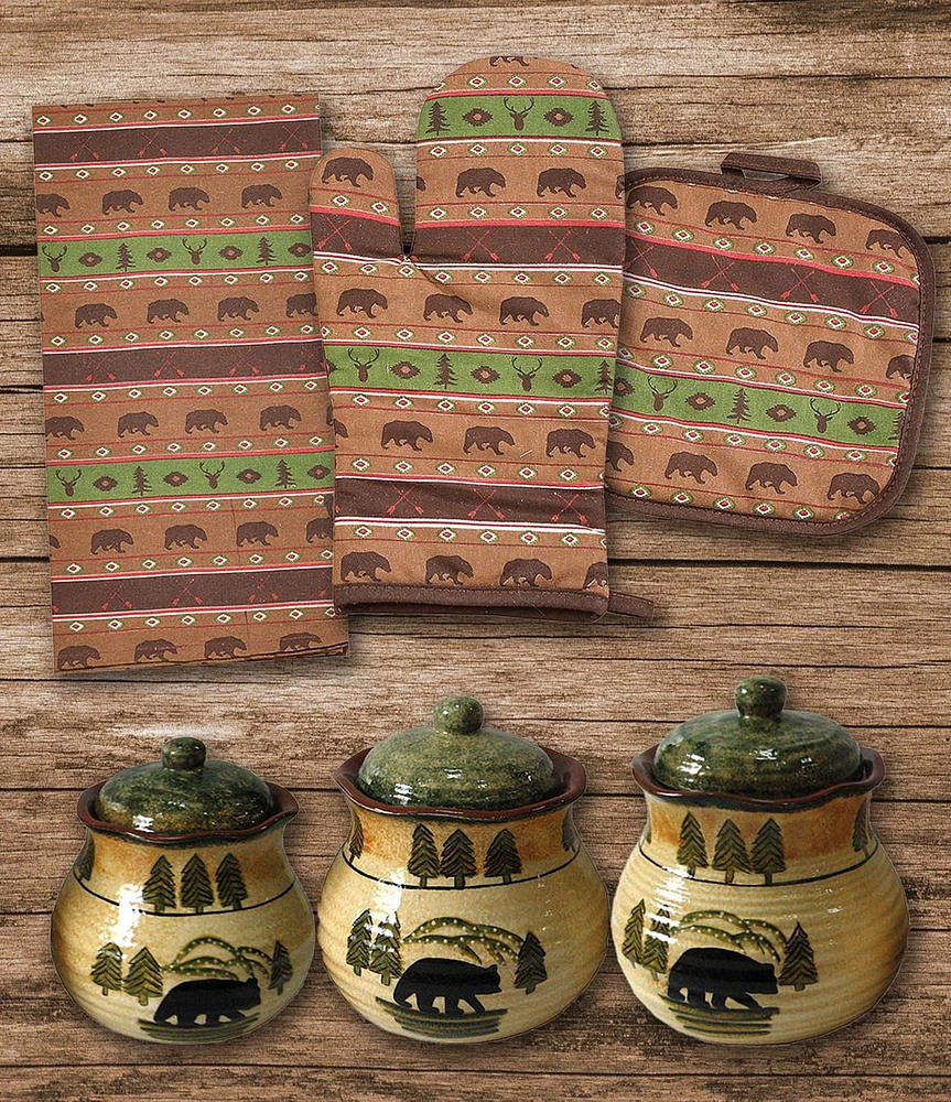 HiEnd Accents Southwest Bear Print 13-Piece Kitchen Set