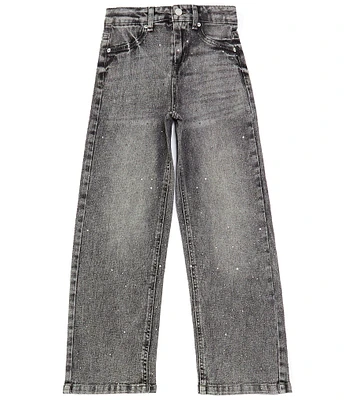Hippie Girl Big Girls Scattered Stone-Detailed Wide Leg Jeans