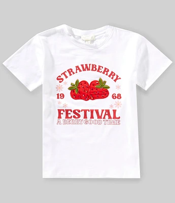 Honey & Sparkle Big Girls Short Sleeve Strawberry Festival T-Shirt