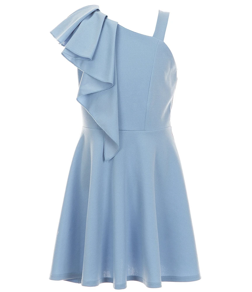 Honey and Rosie Big Girls One-Shoulder Ruffle Fit & Flare Dress