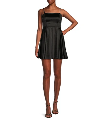 Honey and Rosie Spaghetti Strap Sleeveless Pleated Skirt Dress