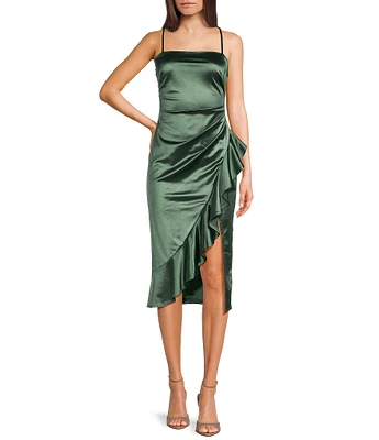 Honey and Rosie Spaghetti Strap Square Neck Ruffle Dress