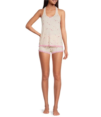 Honeydew Intimates Dream Knit Flamingo Sleeveless Crew Neck Shorty Pajama Set