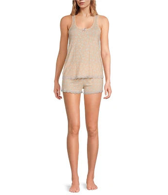 Honeydew Intimates Dream Knit Leopard Print Sleeveless Crew Neck Shorty Pajama Set