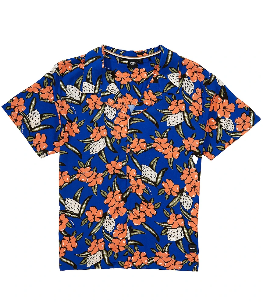 Hugo Boss Cabana Floral-Printed Short Sleeve Swim Shirt