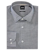 Hugo Boss Slim Fit Point Collar Heathered Navy Dress Shirt