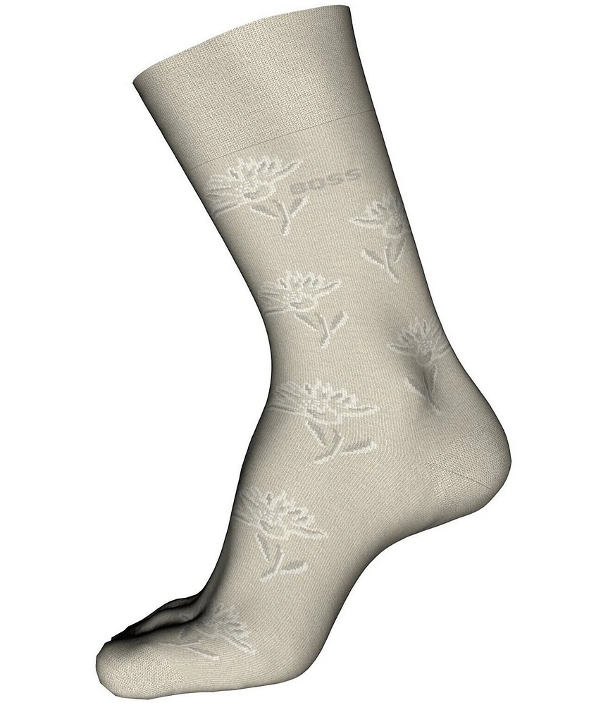 Hugo Boss Tonal Floral Crew Dress Socks