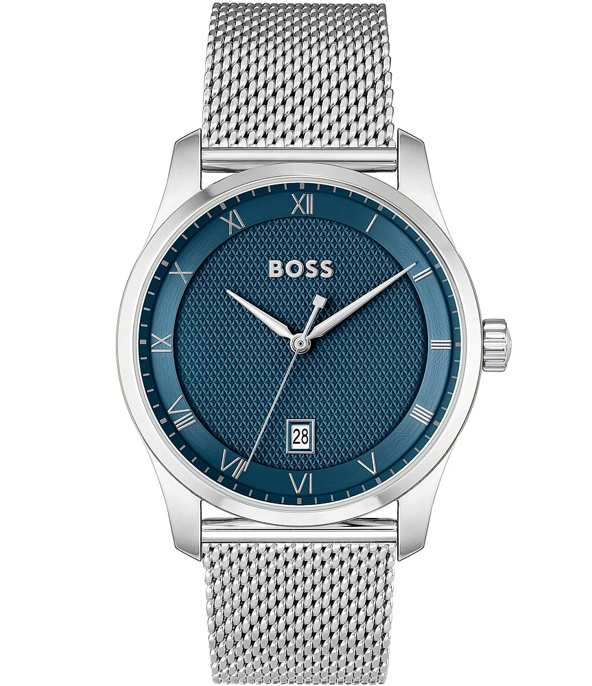 Hugo Boss Men's Principle Quartz Analog Stainless Steel Mesh Bracelet Watch