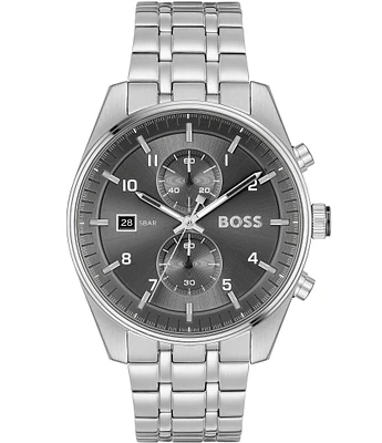 Hugo Boss Men's Skytraveller Quartz Chronograph Solid Tone Stainless Steel Bracelet Watch