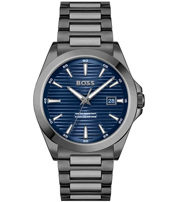 Hugo Boss Men's Strike Quartz Analog Grey Tone Stainless Steel Bracelet Watch