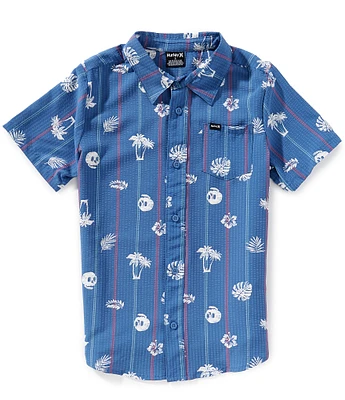 Hurley Big Boys 8-20 Short Sleeve Printed Seersucker Shirt