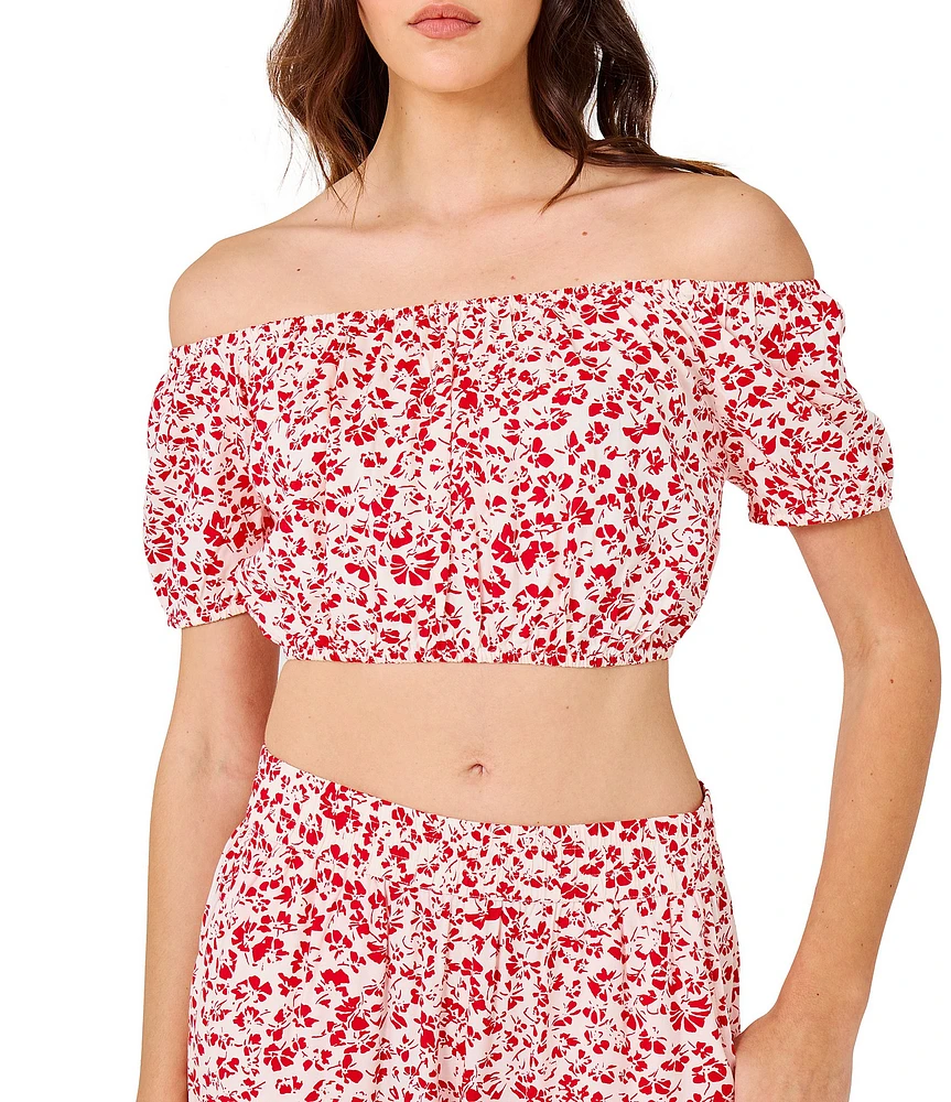 Hurley Carefree Floral Print Crop Blouse
