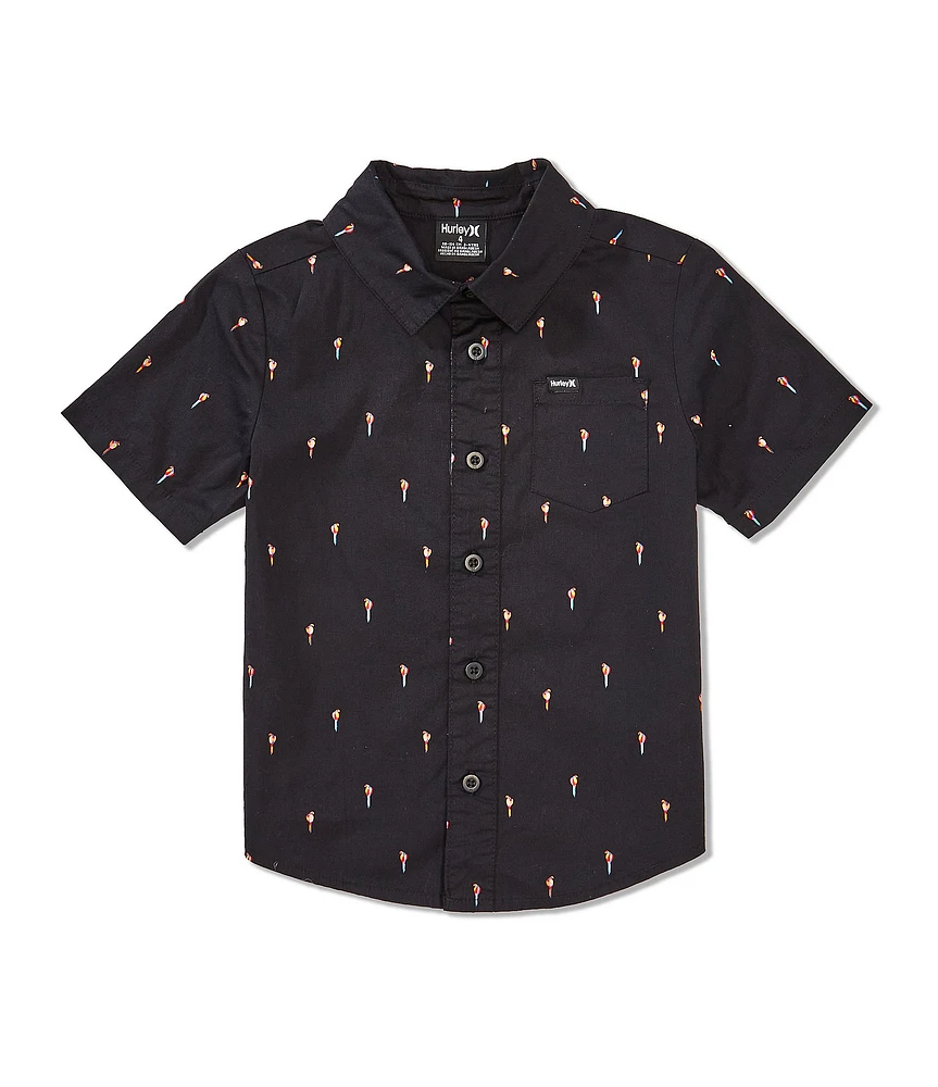 Hurley Little Boys Short Sleeve Printed Button-Down Woven Shirt