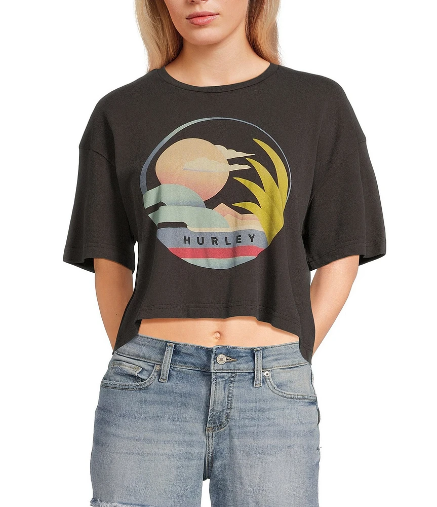 Hurley Society Islands Graphic Short Sleeve Boxy Cropped T-Shirt