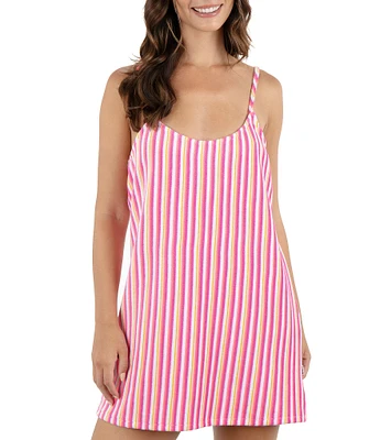Hurley Terry Stripe Scoop Neck Spaghetti Strap Swim Cover-Up Dress