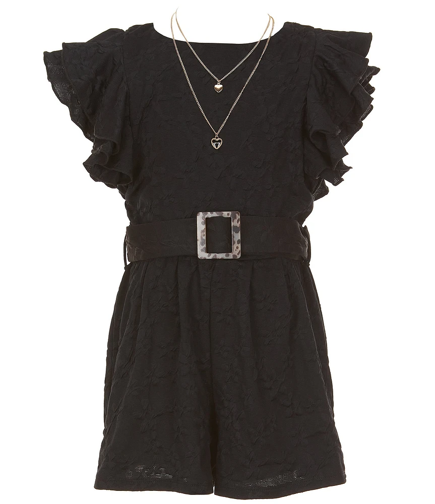 I.N. Girl Big Girls Ruffle Sleeve Daisey Knit Romper