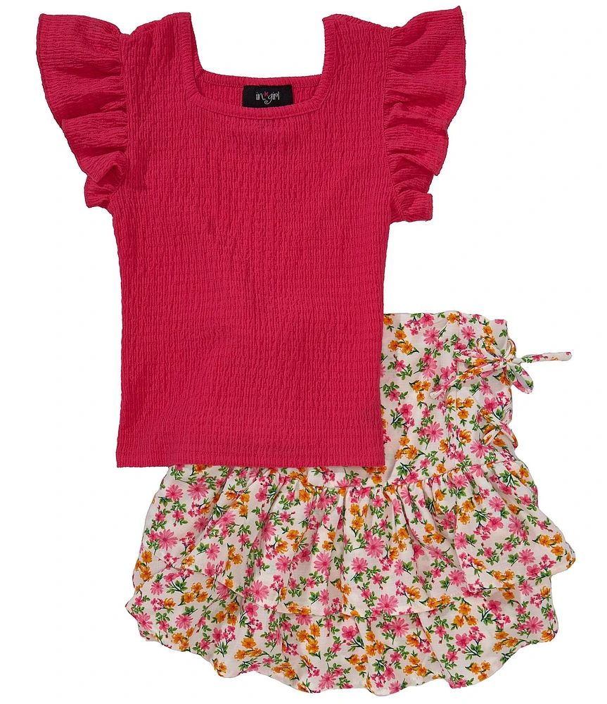 I.N. Girl Big Girls Ruffled Top & Skirt 2-Piece Set