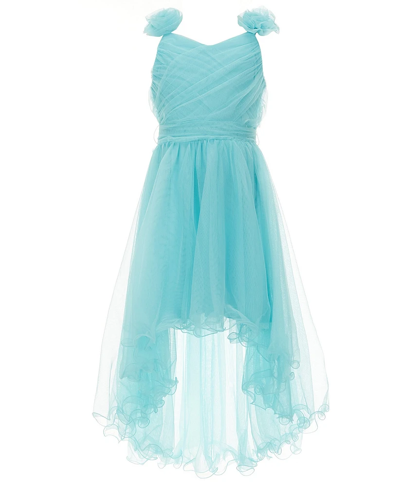 I.N. Girl Big Girls Sleeveless Rosette-Appliqued Shirred-Bodice/High-Low Skirted Ballgown