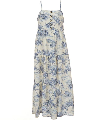 I.N. Girl Big Girls Tropical Print Tiered Sleeveless Maxi Dress
