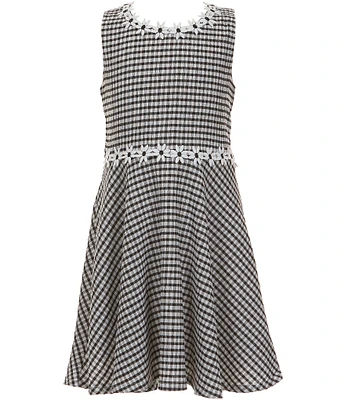I.N. Girl Little Girls Daisy Gingham Sleeveless Fit & Flare Dress