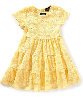 I.N. Girl Little Girls Short-Sleeve Patterned-Lace Babydoll Dress