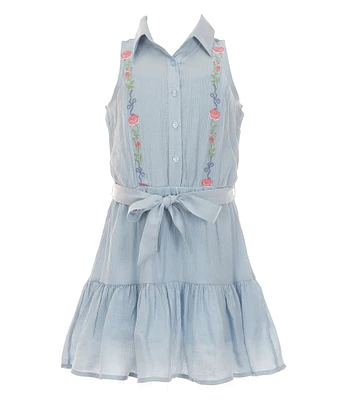 I.N. Girl Little Girls Sleeveless Embroidered Shirtdress