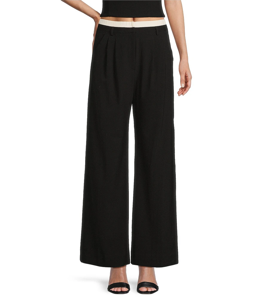 I.N. San Francisco Mid Rise Double Waistband Coordinating Wide Leg Pants