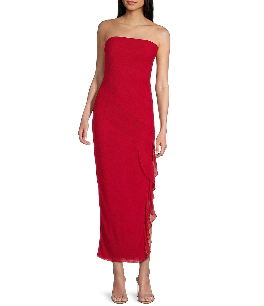 I.N. San Francisco Ruffle Mesh Maxi Dress