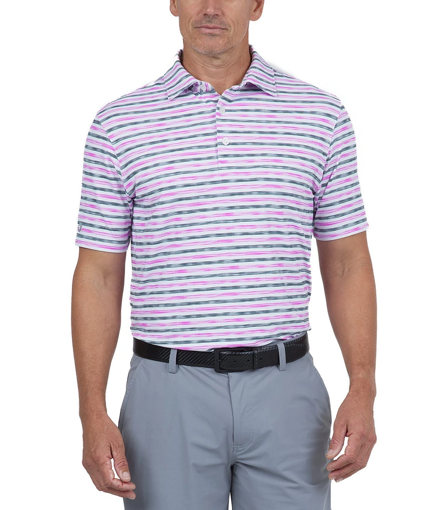IBKUL Short Sleeve Landon Stripe Polo Shirt