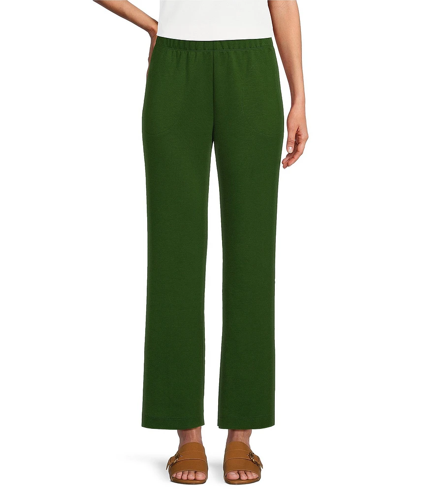 IC Collection Knit Elastic Waist Coordinating Wide Leg Pull-On Coordinating Ankle Pants