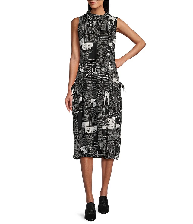 knee length dresses for ladies Delia's Newspaper Print Mini Dress