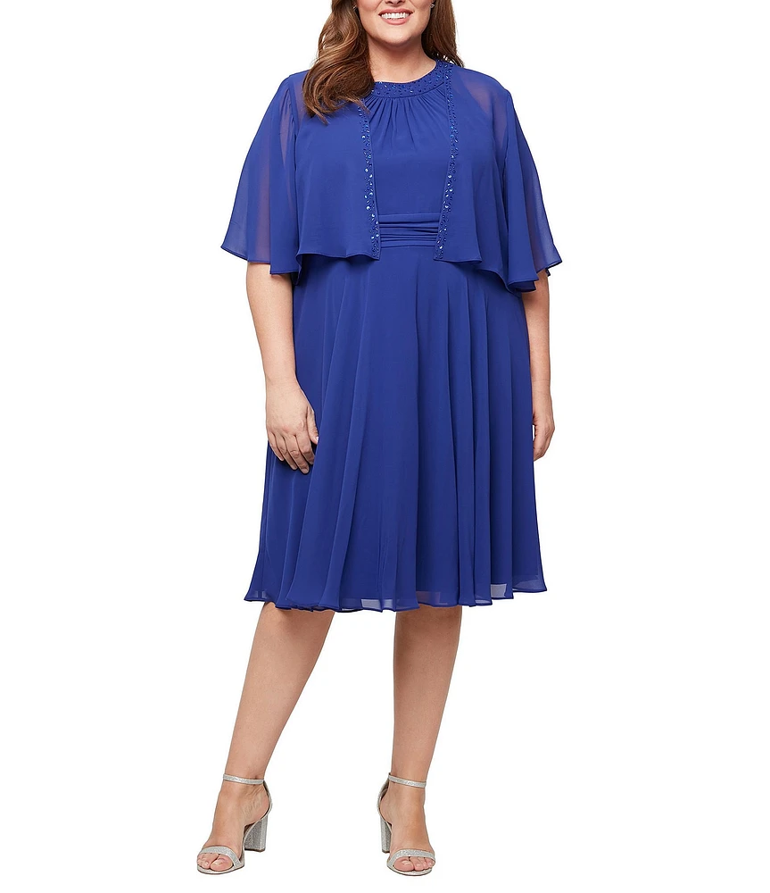 Ignite Evenings Plus Size Chiffon Embellished A-Line Jacket Dress