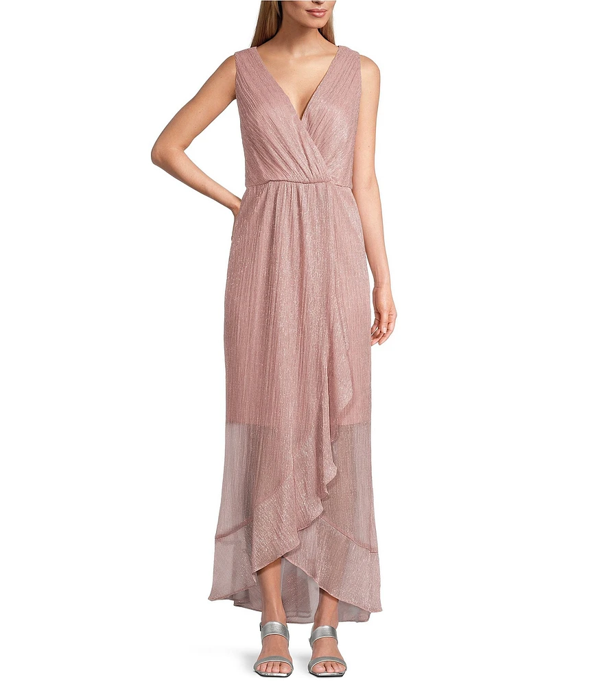 Ignite Evenings V-Neck Bodre Metallic Jacket Dress