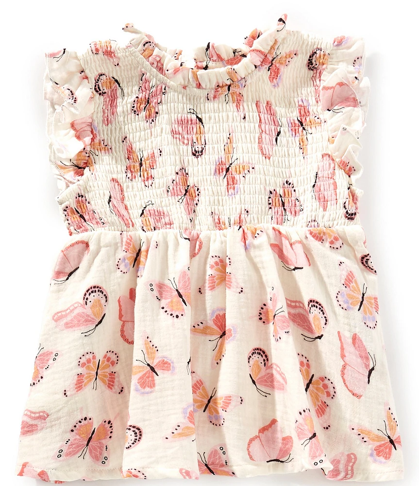 Indie Gold Little Girls Butterfly-Printed Smocked Top