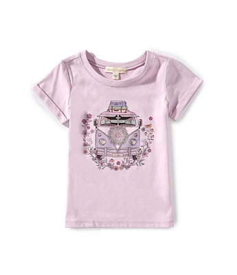 Indie Gold Little Girls Roll-Sleeve Van-Graphic T-Shirt