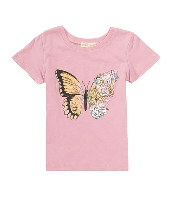 Indie Gold Little Girls Short Sleeve Butterfly Graphic T-Shirt