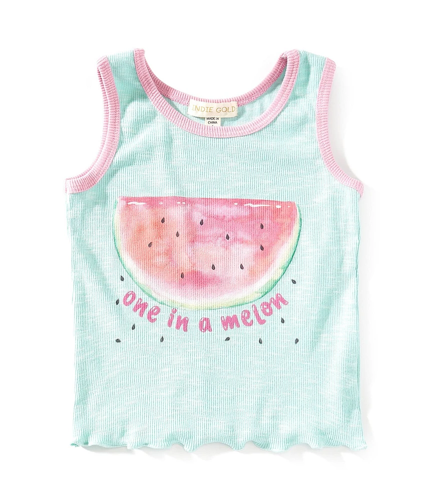 Indie Gold Little Girls Sleeveless One In A Melon Rib-Knit Tank Top