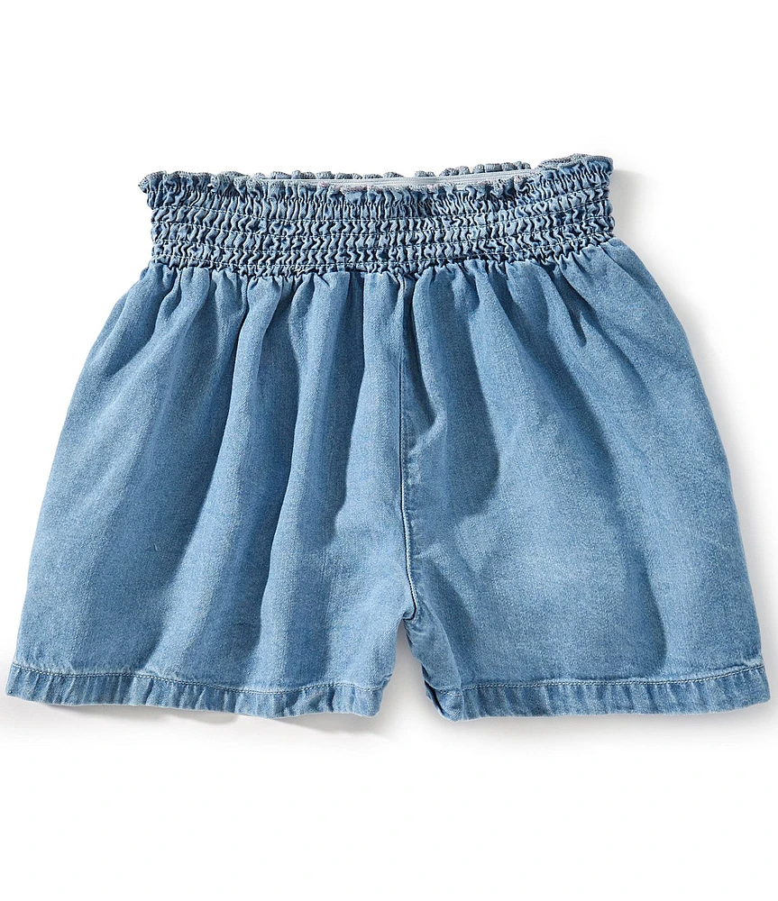 Indie Gold Little Girls Smocked-Waist Poplin Shorts