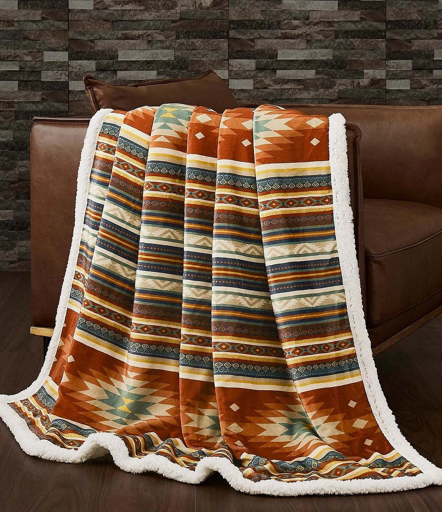 Indigo Hill by HiEnd Accents Del Sol Southwestern Campfire Sherpa Cozy Throw Set