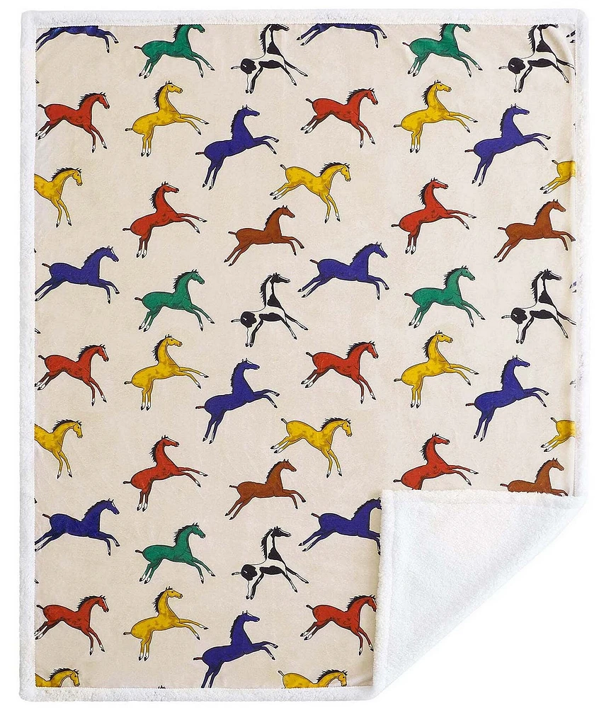 HiEnd Accents x Indigo Hill Wild Horses Campfire Sherpa Western Throw