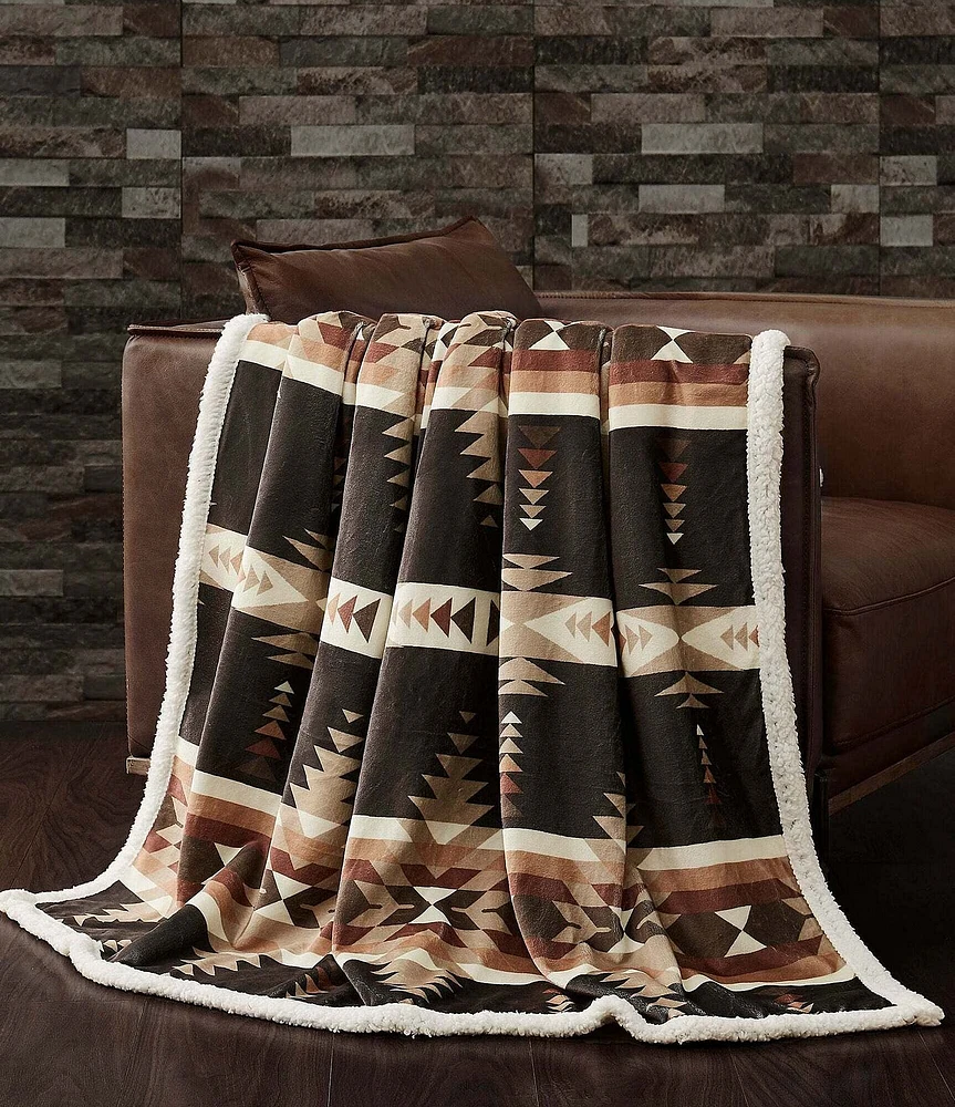Indigo Hill by HiEnd Accents Yosemite Southwestern Campfire Sherpa Cozy Throw Set