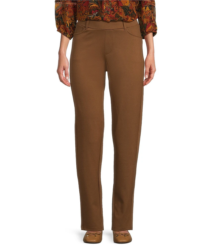 Intro Stella Double Knit Slim Straight Leg Pull-On Pants