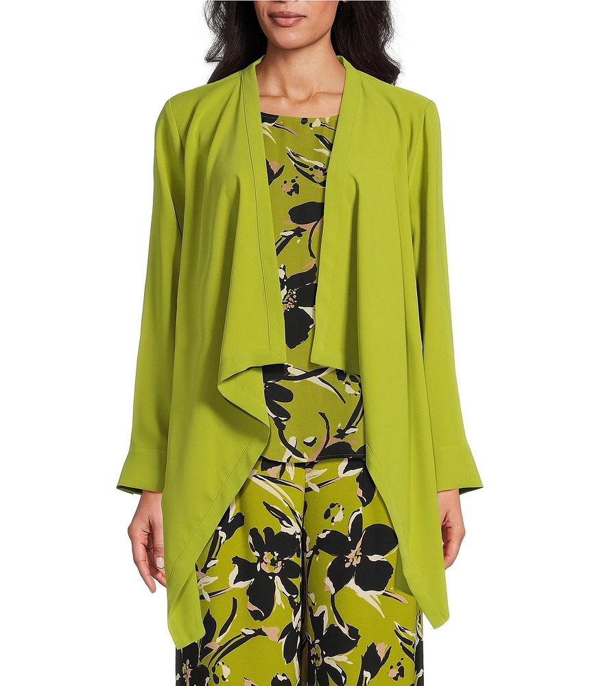 Investments Petite Size Open Drape Front Long Sleeve Button Cuff Novelty Jacket