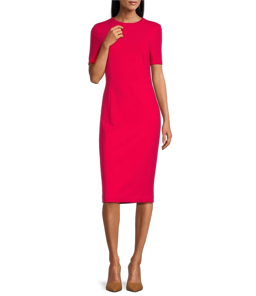 Investments Scuba Crepe Short Sleeve Sheath Dress