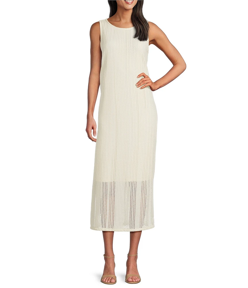 Investments Soft Separates Sleeveless Crew Neck Crochet Midi Dress