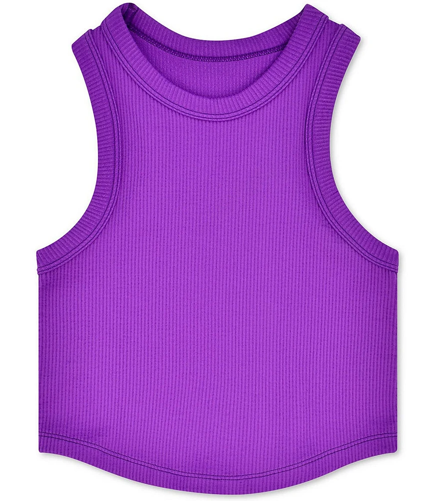 Iscream Big Girls Sleeveless Rib-Knit Cropped Racerback Tank Top