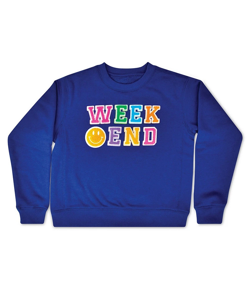 Iscream Little/Big Girls Long Sleeve Weekend Graphic Sweatshirt