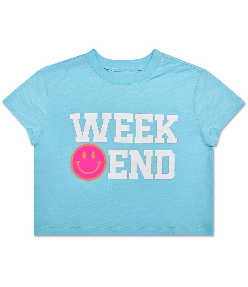 Iscream Little/Big Girls Short Sleeve Weekend Graphic Boxy T-Shirt