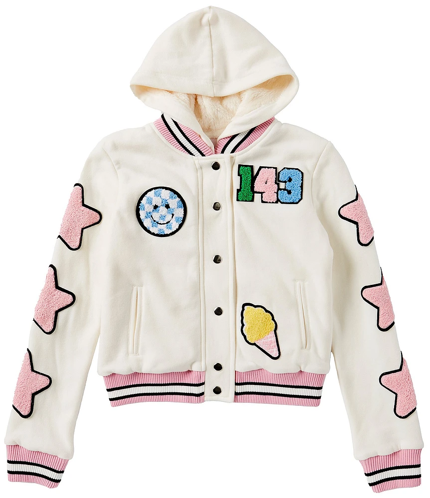 Iscream Little/Big Girls Long Sleeve Smile Squad Chenille-Patch Jacket