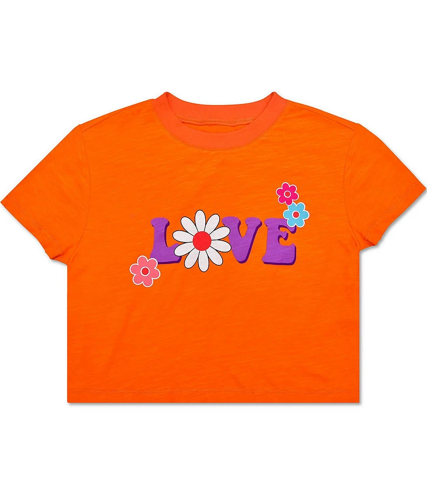 Iscream Little/Big Girls Short Sleeve Flower Love Boxy T-Shirt